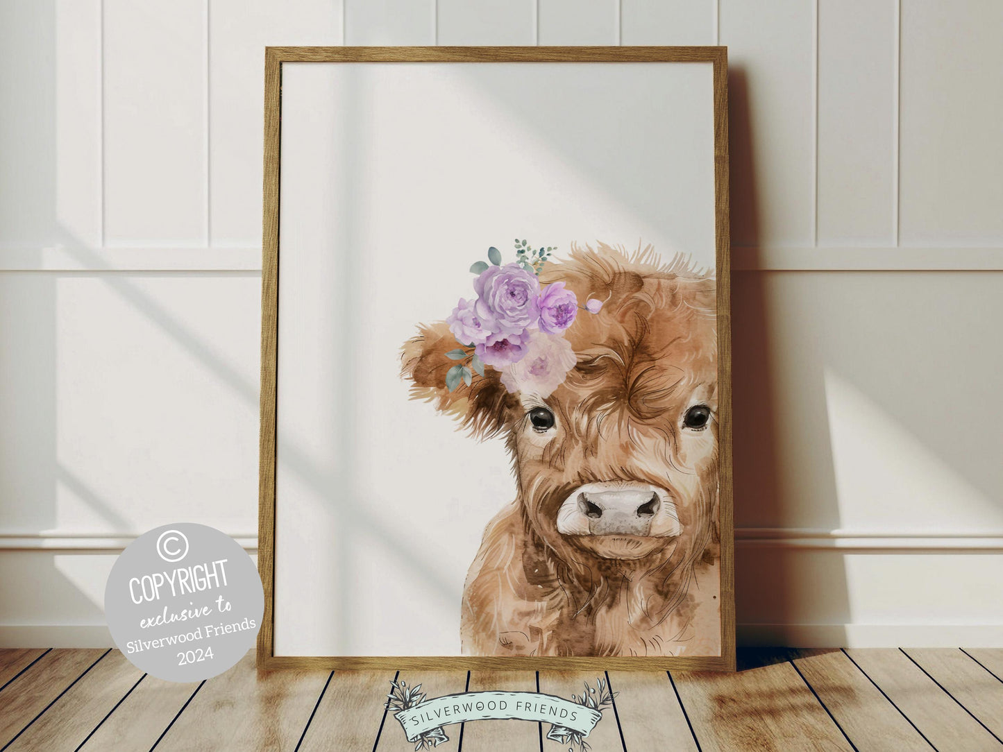 Peeking Highland Cow Nursery Print, Highland Cow Nursery Decor, Highland Cow Gift Kids Farm Bedroom Wall Decor, Watercolor Cow Digital Print