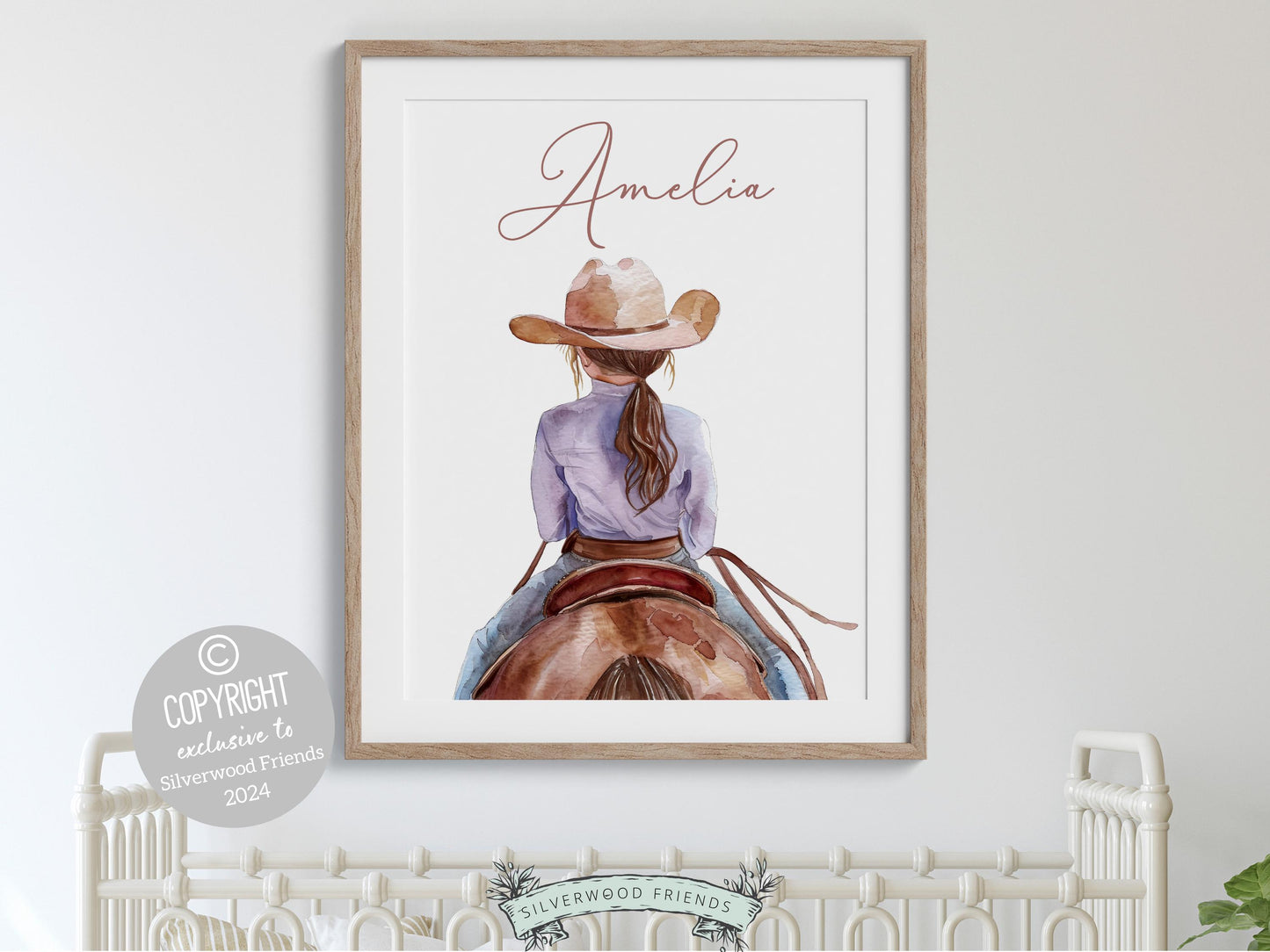 Cowgirl Horse Nursery Print, Cowgirl Horse Nursery Decor, Baby Girl Western Nursery Decor, Horse Girl Nursery Name Wall Art Digital Print