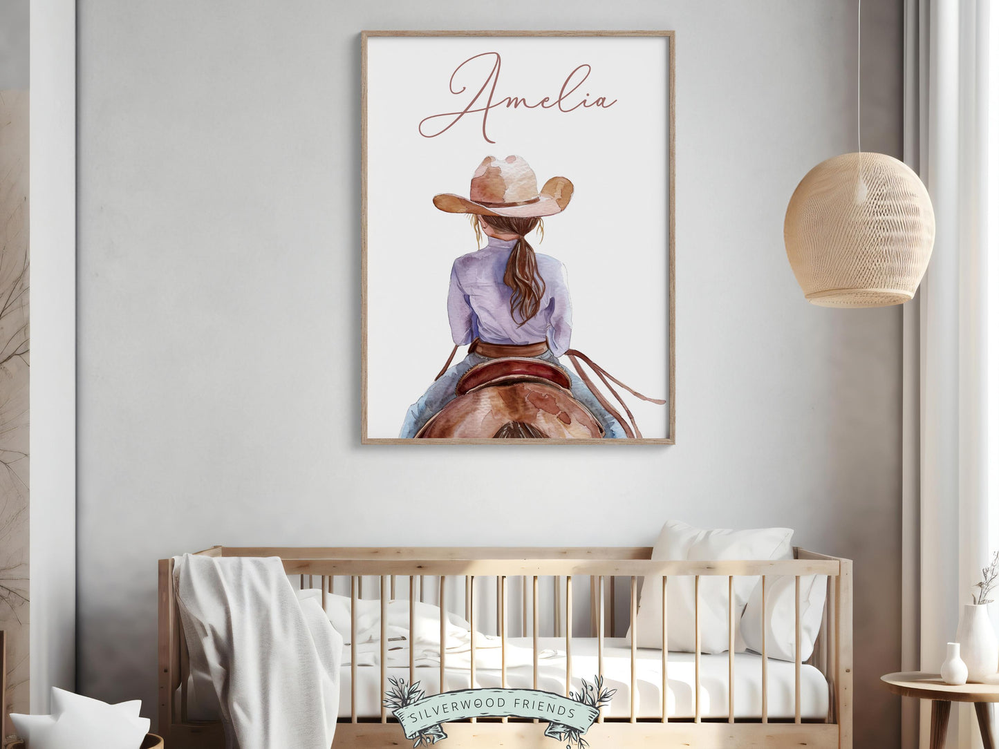 Cowgirl Horse Nursery Print, Cowgirl Horse Nursery Decor, Baby Girl Western Nursery Decor, Horse Girl Nursery Name Wall Art Digital Print