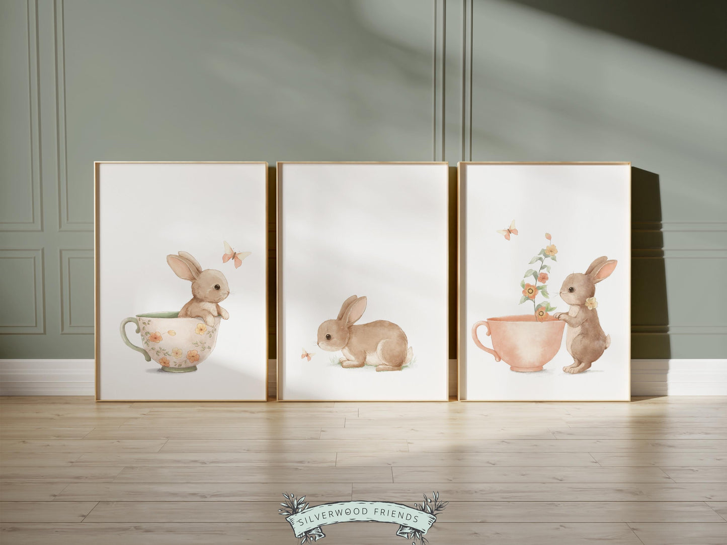 Bunny Nursery Prints, Floral Bunny Nursery Wall Art, Wildflower Nursery Decor, Girl Nursery Prints, Bunny Wildflower Nursery Digital Print