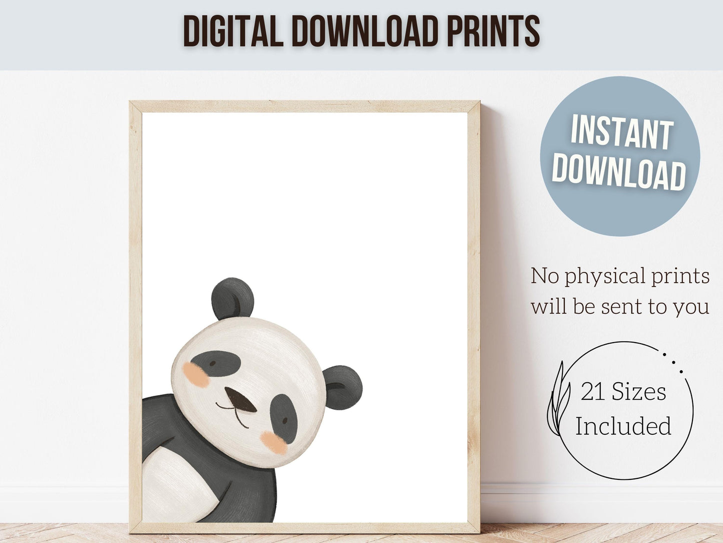 Peeking Panda Bear Nursery Prints, Safari Jungle Animal Nursery Decor, Boys Toddler Room Nursery Wall Art, Bear Nursery Decor Digital Print
