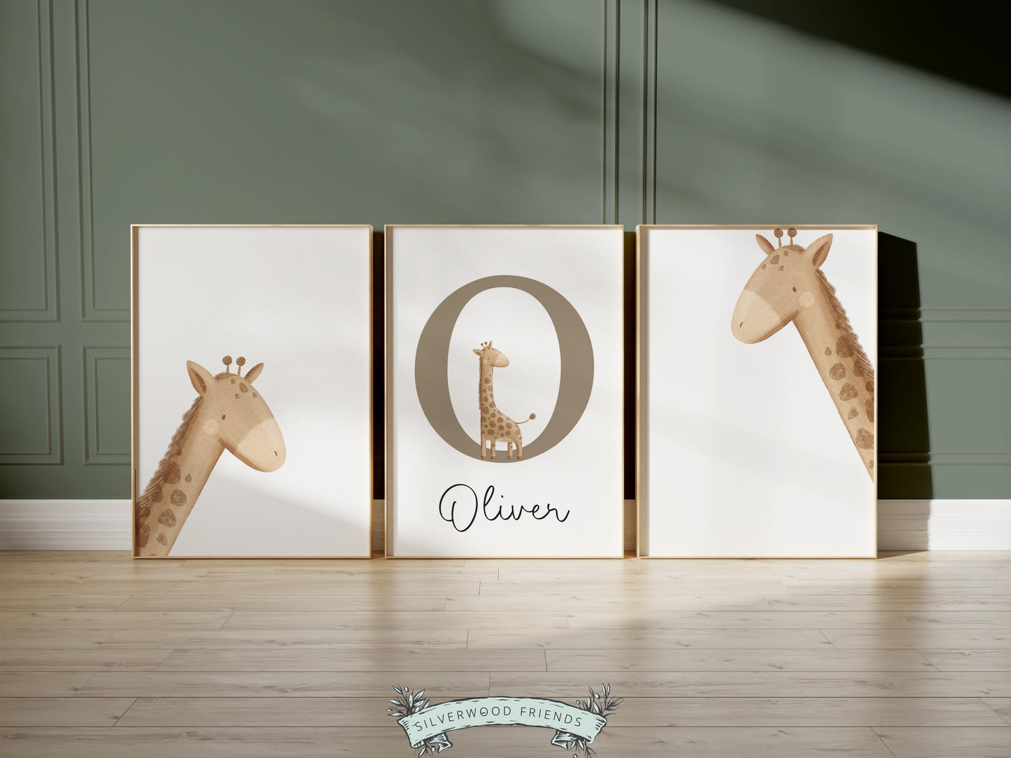 Peeking Giraffe Safari Nursery Prints, Safari Animal Neutral Nursery Decor, Kids Room Wall Decor, Beige Jungle Giraffe Nursery Digital Print