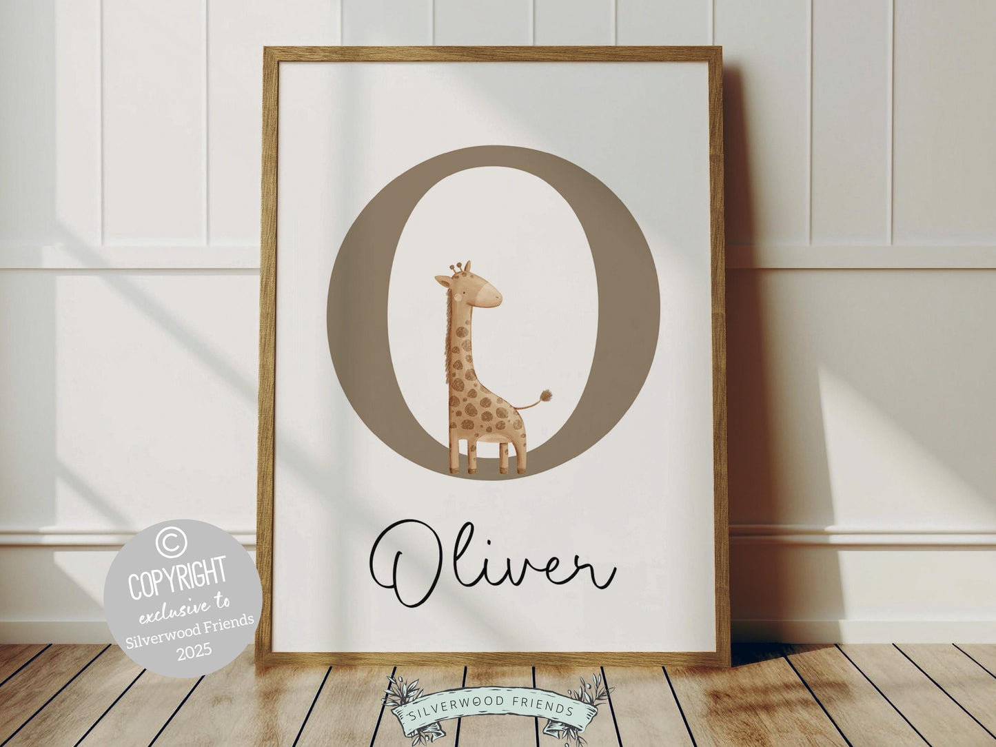 Peeking Giraffe Safari Nursery Prints, Safari Animal Neutral Nursery Decor, Kids Room Wall Decor, Beige Jungle Giraffe Nursery Digital Print