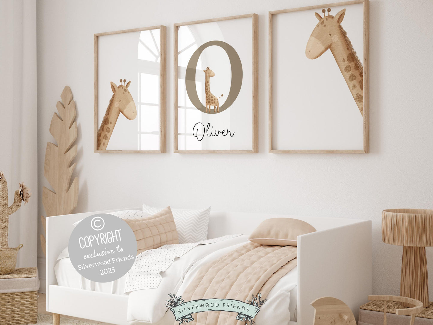 Create a personalised touch in your babys nursery or gift a cherished keepsake with our gorgeous safari nursery prints with peeking giraffe's. It's perfect for your safari nursery decor and also makes a unique gender neutral baby shower gift.