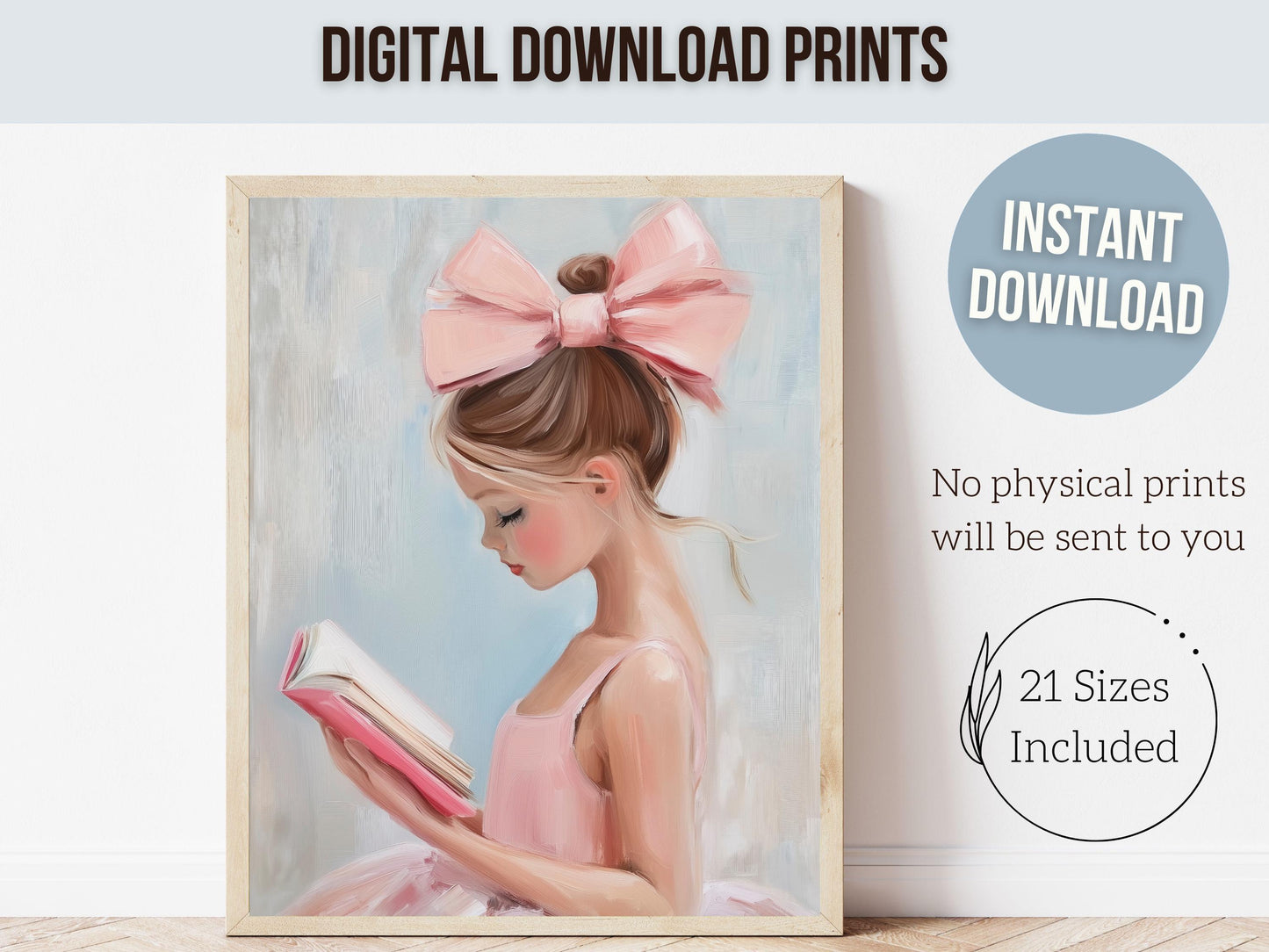 Girl's Pink Reading Poster Print, Pastel Book Nook Library Wall Art Print, Pink Girly Bookish Library Decor Apartment Wall Art Digital Print