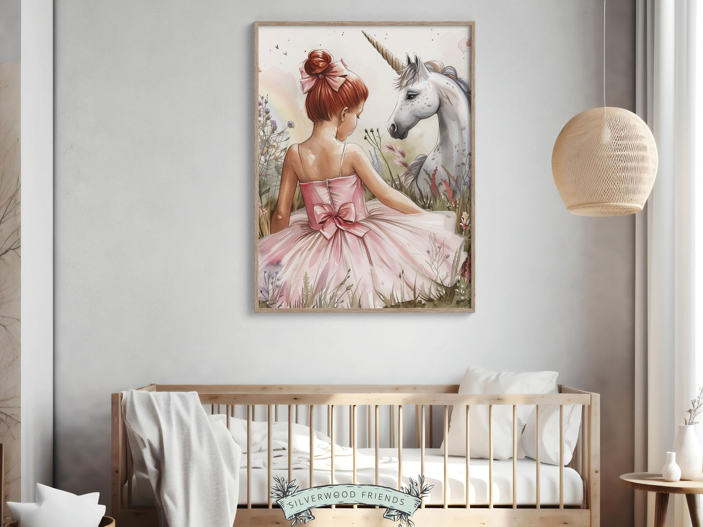 Baby Girl Unicorn Nursery Print, Unicorn Ballerina Nursery Decor, Wildflower Nursery Wall Art, Floral Ballet Fantasy Nursery Digital Print