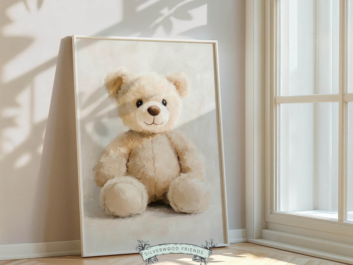 Teddy Bear Nursery Print, Baby Boy Beige Brown Teddy Bear Nursery Decor, Neutral Teddy Bear Nursery Wall Art, Watercolor Bear Digital Print