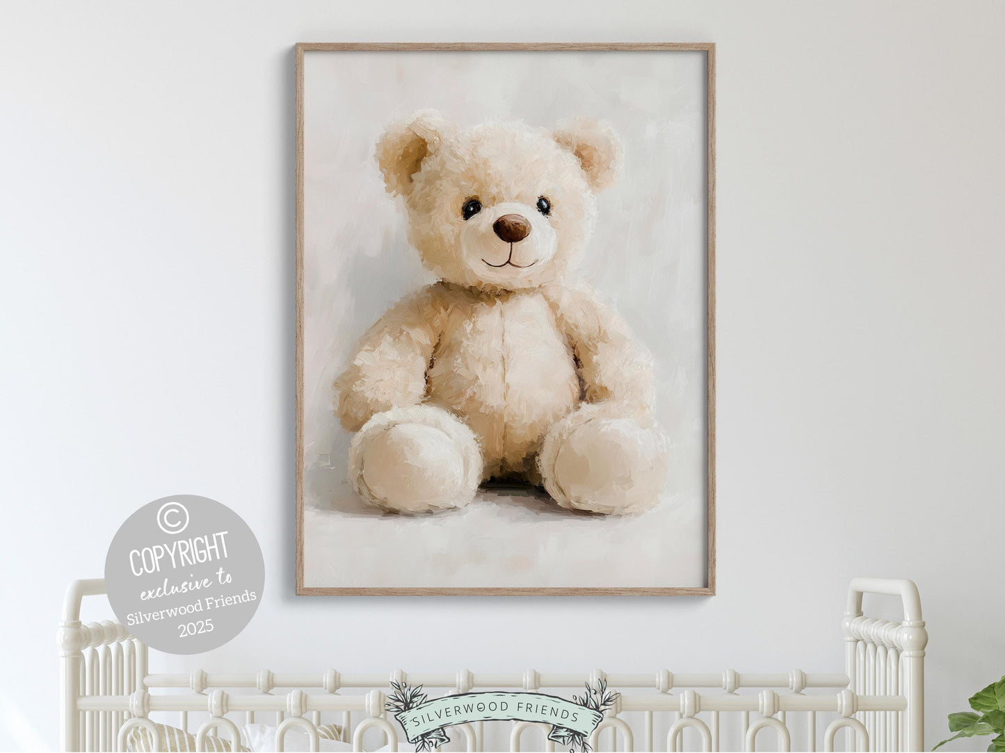 Teddy Bear Nursery Print, Baby Boy Beige Brown Teddy Bear Nursery Decor, Neutral Teddy Bear Nursery Wall Art, Watercolor Bear Digital Print