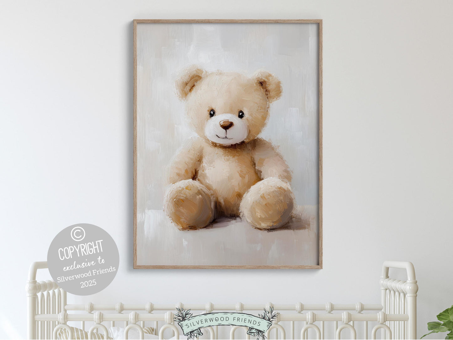 Teddy Bear Nursery Print, Beige Brown Teddy Bear Nursery Decor, Neutral Teddy Bear Nursery Wall Art, Watercolor Vintage Bear Digital Print