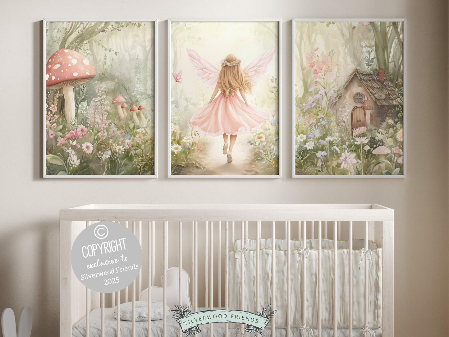 Wildflower Fairy Garden Nursery Prints, Baby Girl Woodland Forest Fairy Nursery Decor, Fairies Nursery Wall Art Fairy Room Digital Prints