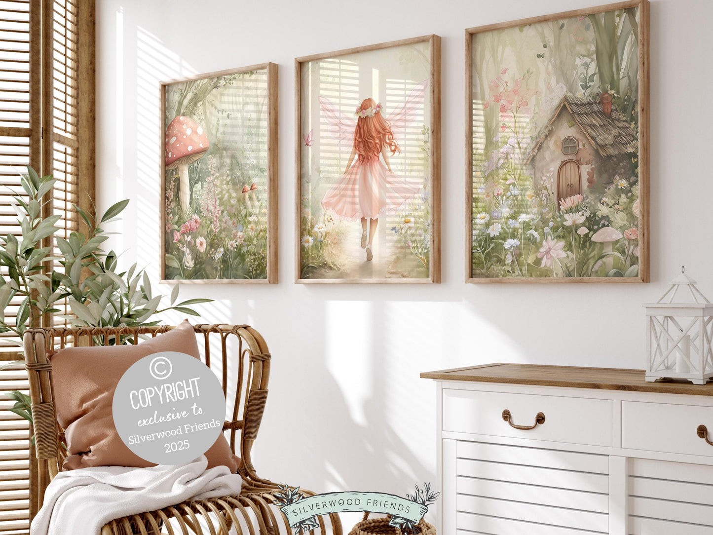 Wildflower Fairy Garden Nursery Prints, Baby Girl Woodland Forest Fairy Nursery Decor, Fairies Nursery Wall Art Fairy Room Digital Prints