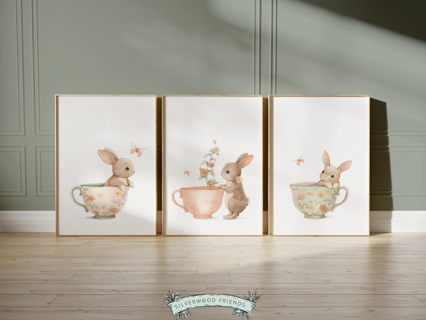 Bunny Nursery Prints, Floral Bunny Nursery Wall Art, Wildflower Nursery Decor, Girl Nursery Prints, Bunny Wildflower Nursery Digital Print