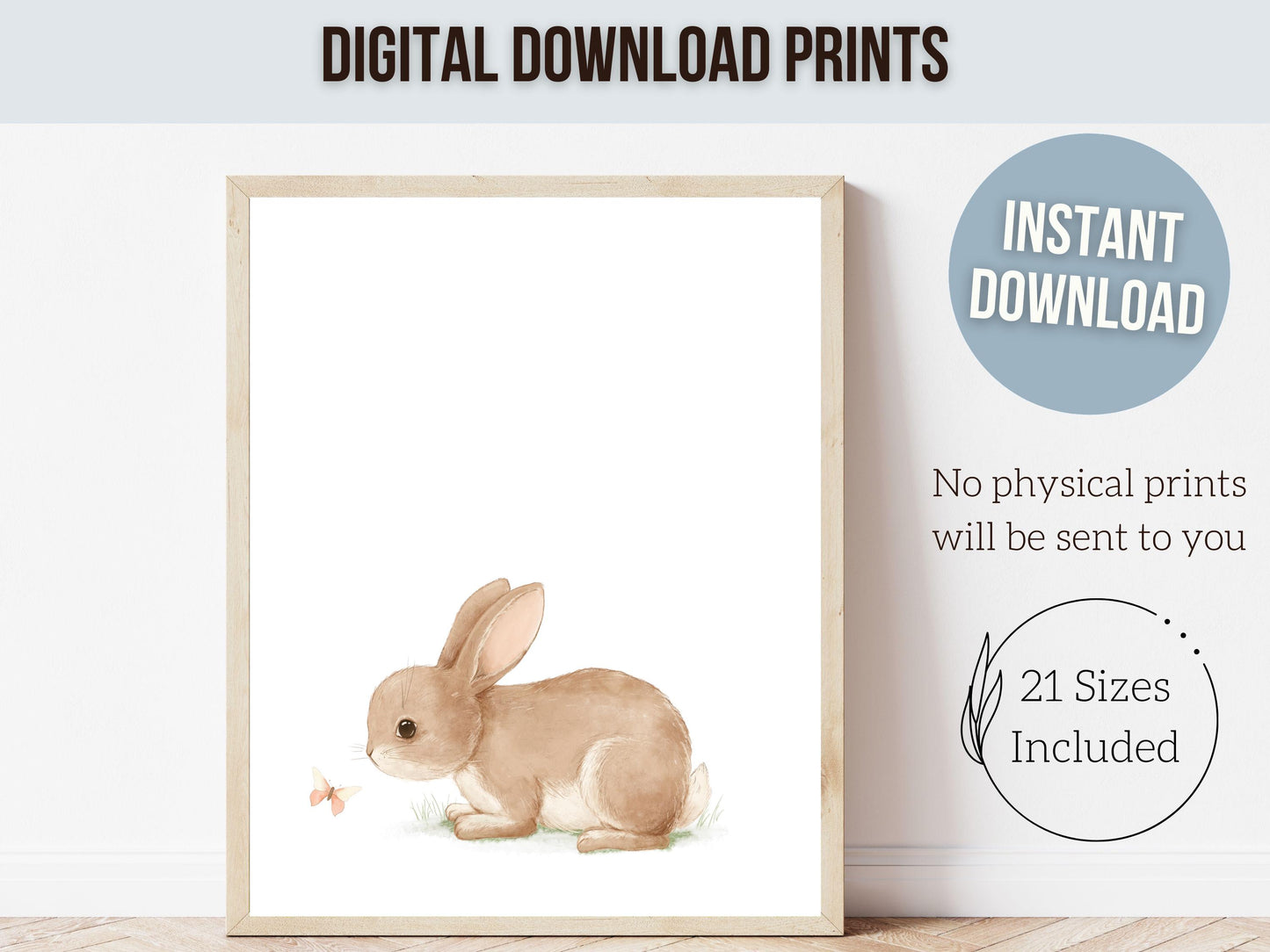 Bunny Nursery Prints, Floral Bunny Nursery Wall Art, Wildflower Nursery Decor, Girl Nursery Prints, Bunny Wildflower Nursery Digital Print