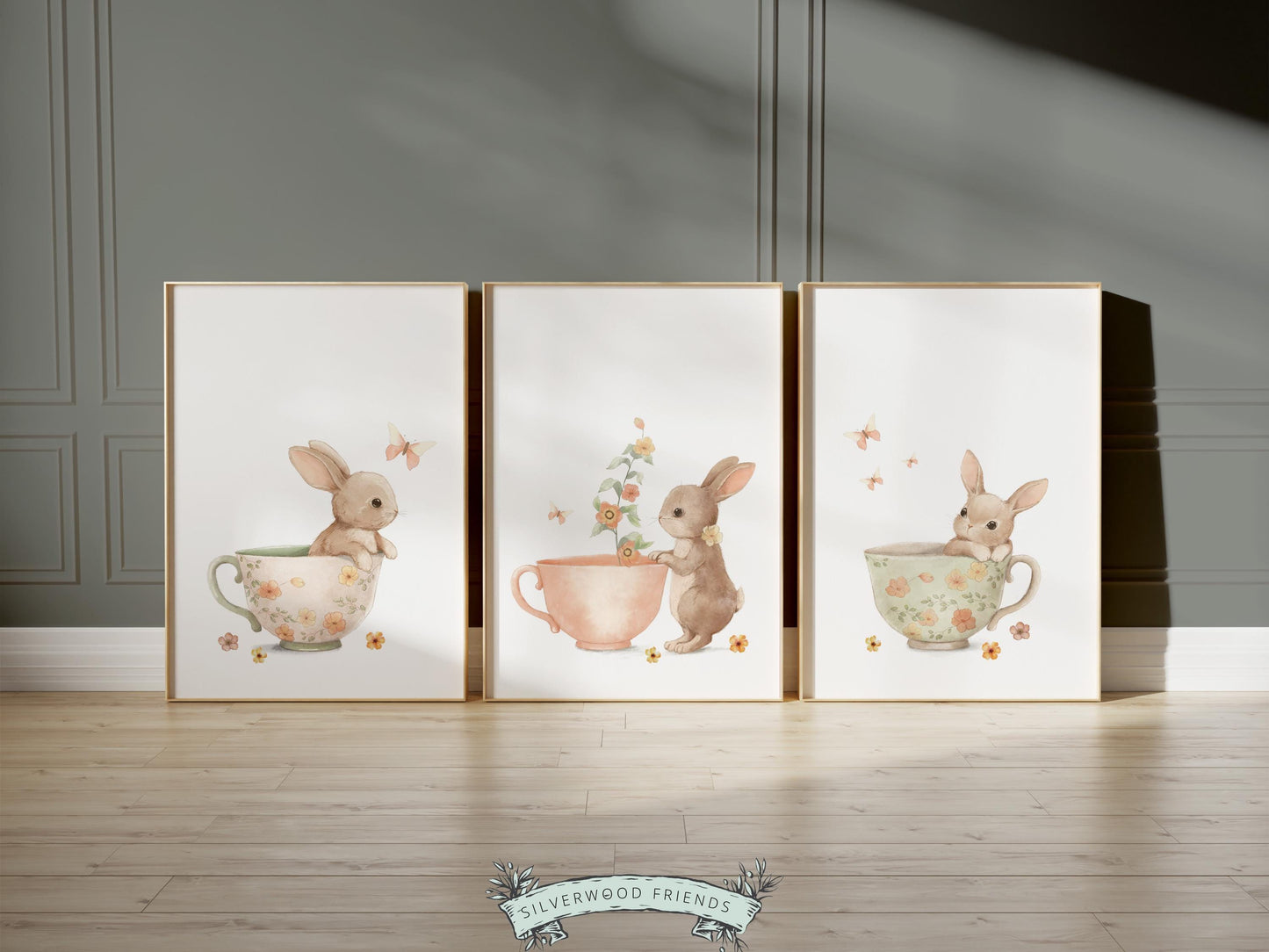 Bunny Nursery Prints, Floral Bunny Nursery Wall Art, Wildflower Nursery Decor, Girl Nursery Prints, Bunny Wildflower Nursery Digital Print