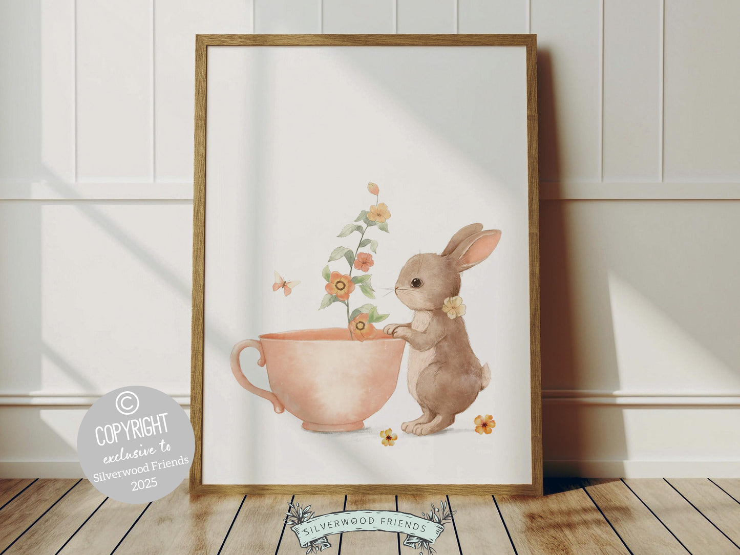 Bunny Nursery Prints, Floral Bunny Nursery Wall Art, Wildflower Nursery Decor, Girl Nursery Prints, Bunny Wildflower Nursery Digital Print