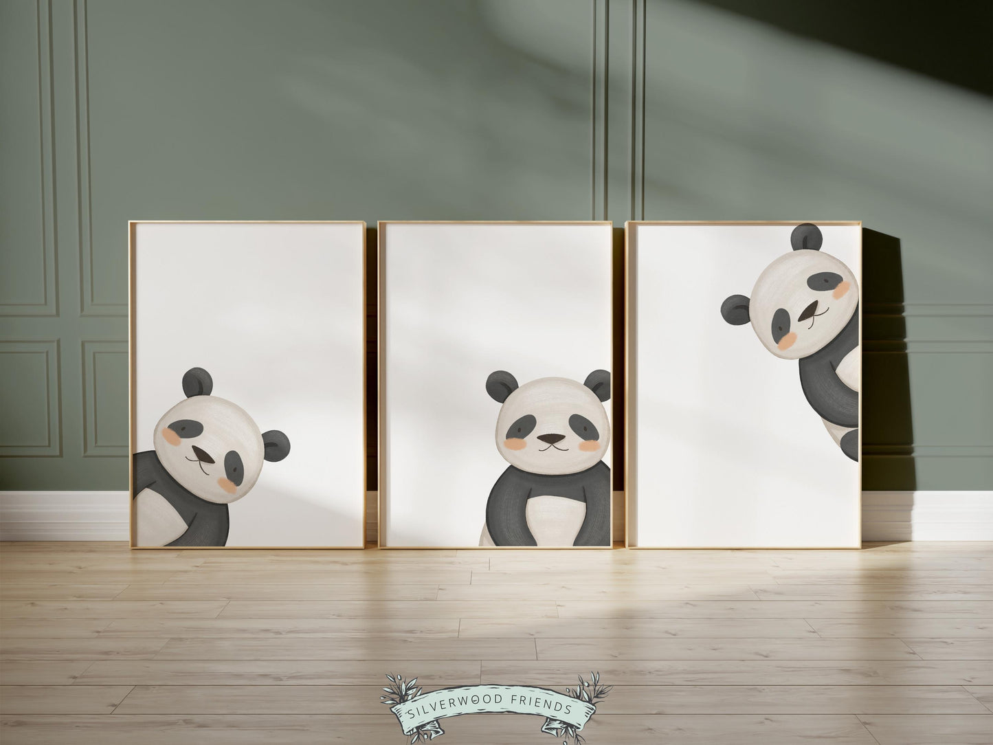 Peeking Panda Bear Nursery Prints, Safari Jungle Animal Nursery Decor, Boys Toddler Room Nursery Wall Art, Bear Nursery Decor Digital Print