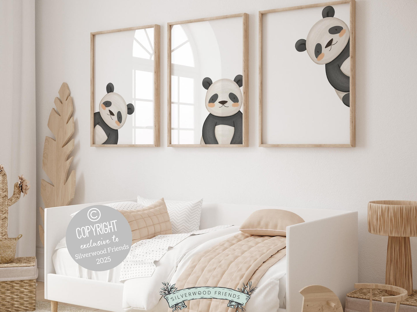 Peeking Panda Bear Nursery Prints, Safari Jungle Animal Nursery Decor, Boys Toddler Room Nursery Wall Art, Bear Nursery Decor Digital Print