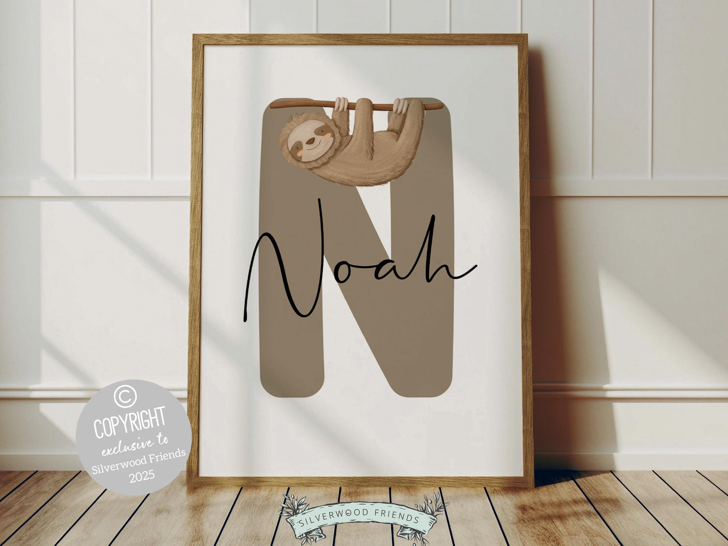 Peeking Sloth Safari Nursery Prints, Safari Animal Nursery Decor, Sloth Print, Kids Room Sloth Wall Decor, Boys Jungle Nursery Digital Print