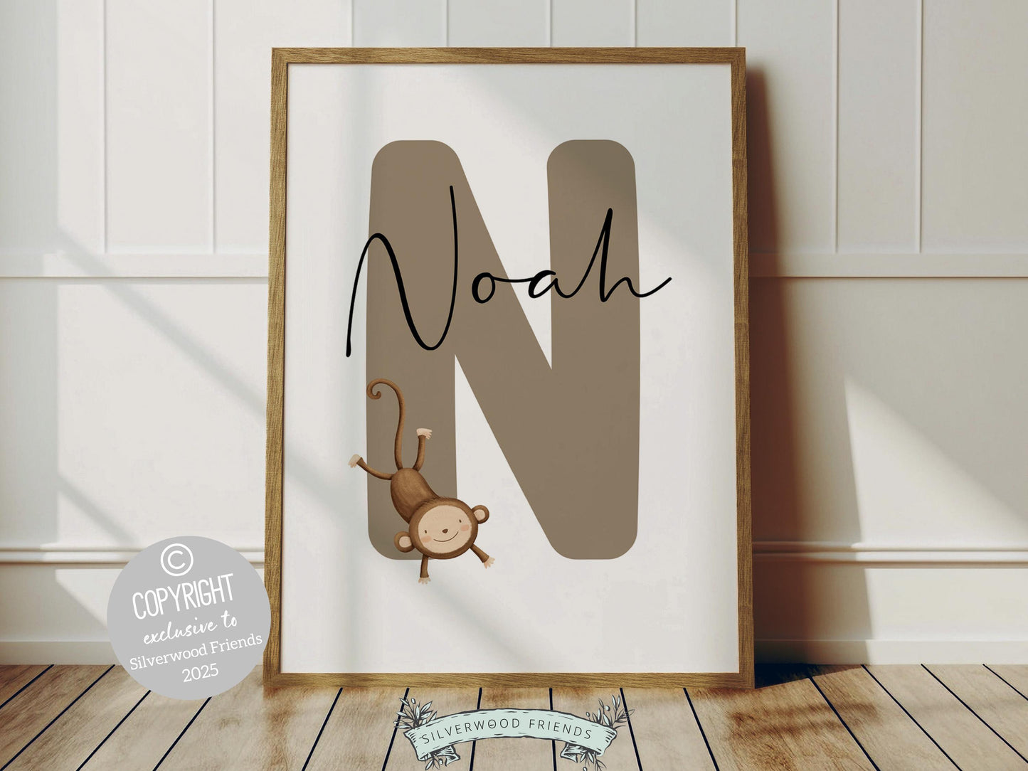 Peeking Monkey Safari Nursery Prints, Safari Animal Nursery Decor, Kids Room Monkey Wall Decor, Toddler Boys Jungle Nursery Digital Prints