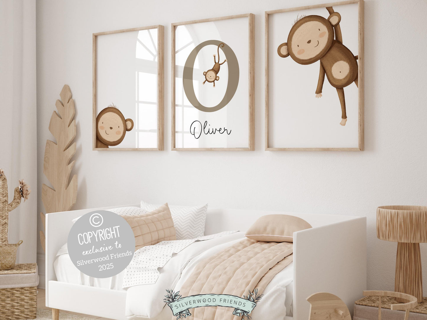 Create a personalised touch in your babys nursery or gift a cherished keepsake with our gorgeous safari nursery prints with peeking monkeys. It's perfect for your safari nursery decor and also makes a unique gender neutral baby shower gift.
