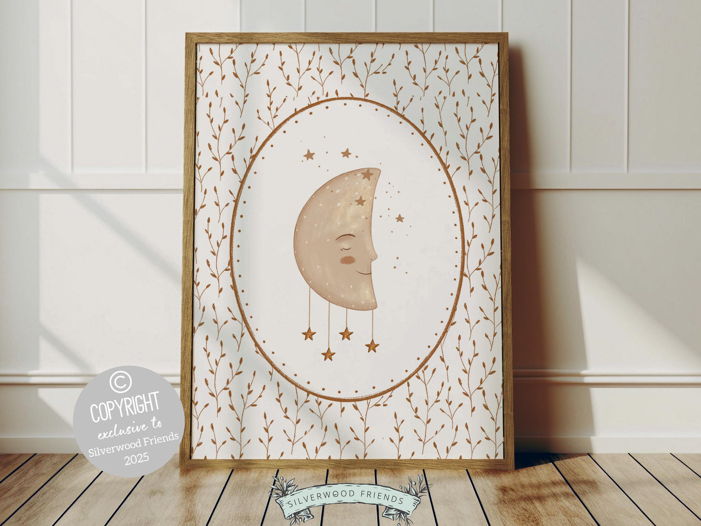Woodland Bunny Nursery Prints, Woodland Animal Nursery Decor, Neutral Boho Woodland Bunny Nursery Wall Art, Moon Star Nursery Digital Print