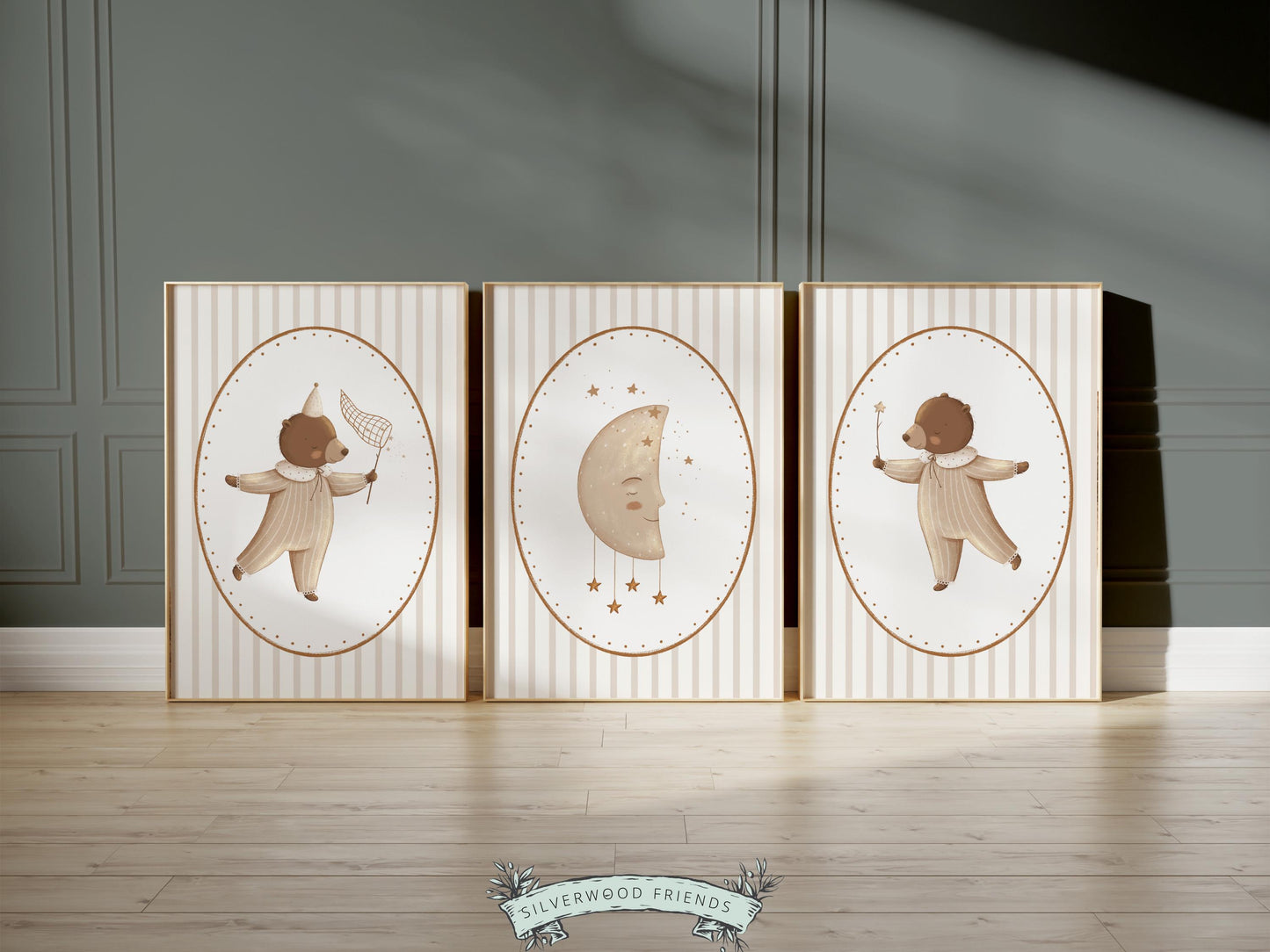Baby Bear Nursery Prints, Baby Boy Beige Brown Woodland Bear Nursery Decor, Teddy Bear Nursery Wall Art Unisex Neutral Nursery Digital Print