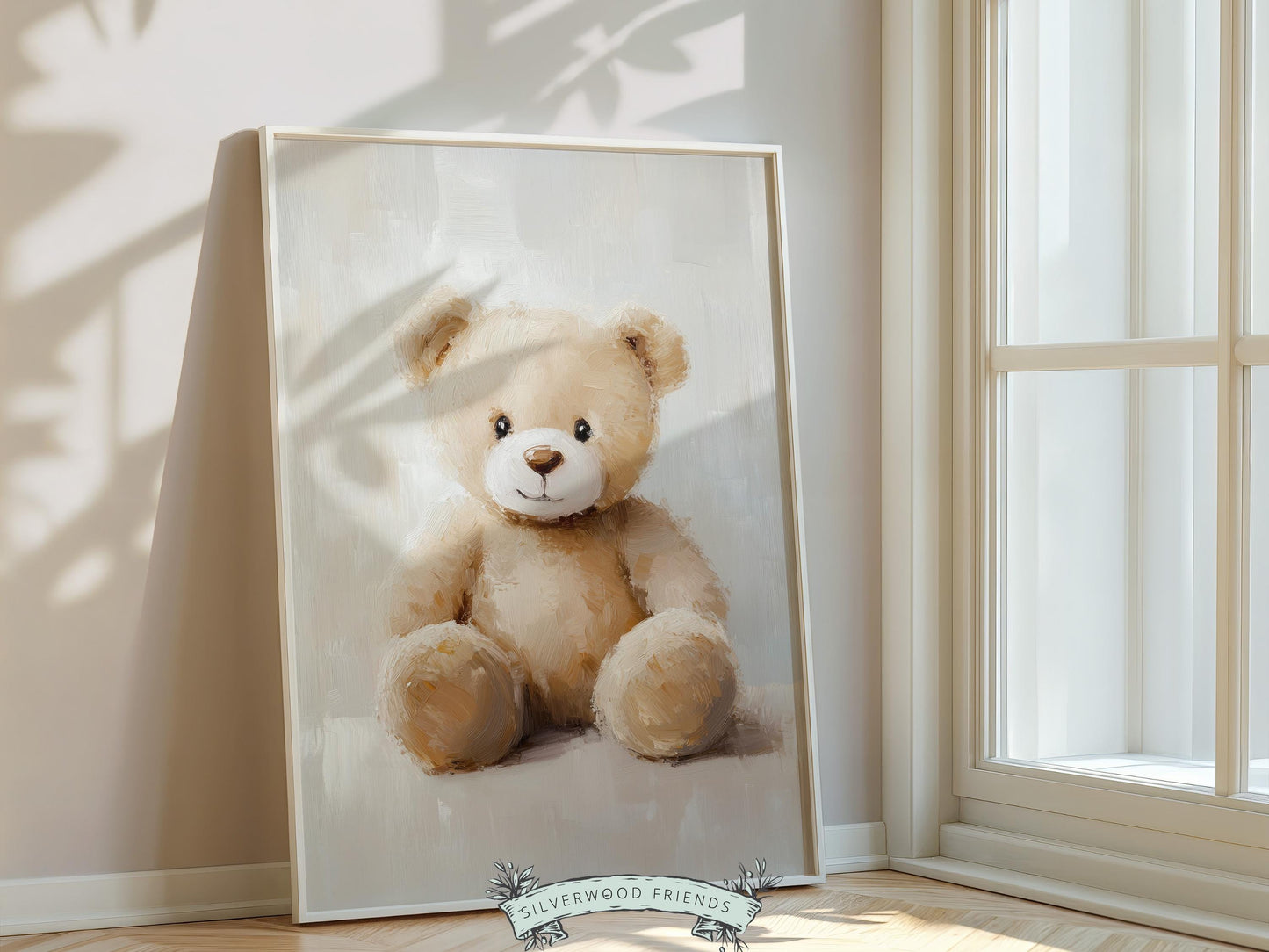 Teddy Bear Nursery Print, Beige Brown Teddy Bear Nursery Decor, Neutral Teddy Bear Nursery Wall Art, Watercolor Vintage Bear Digital Print