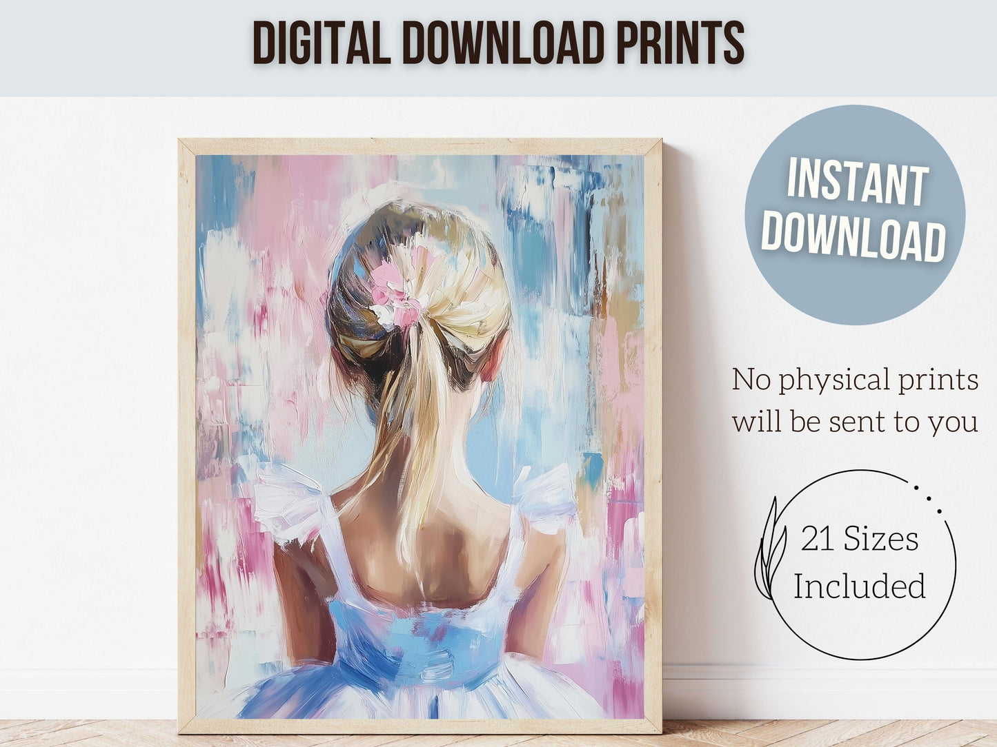 Pastel Ballet Print, Ballerina Nursery Decor, Blush Pink Baby Girl Nursery Wall Art, Fairy Ballet Princess Nursery Wall Art Digital Print