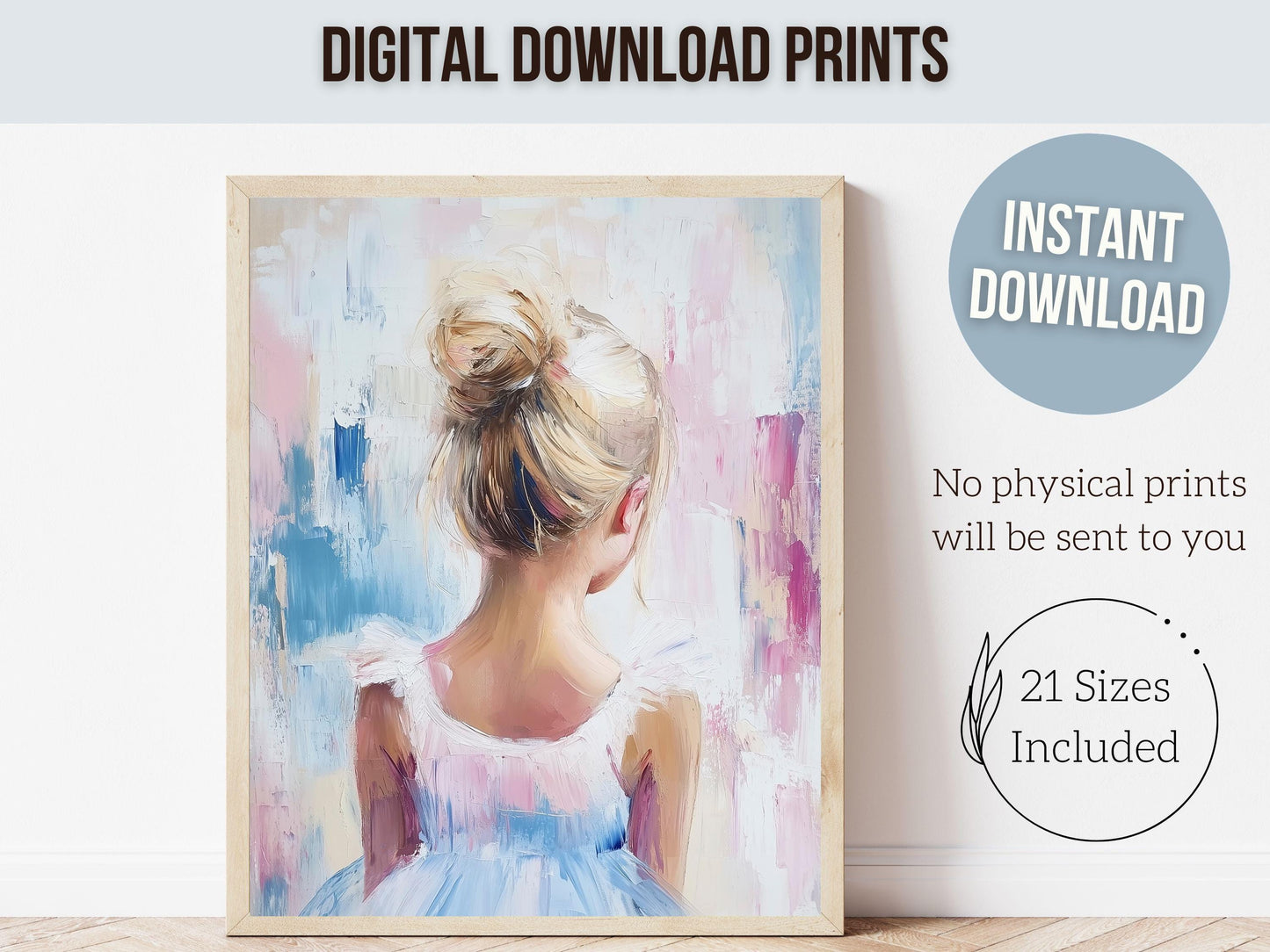 Pastel Ballet Print, Ballerina Nursery Decor, Blush Pink Baby Girl Nursery Wall Art, Fairy Ballet Princess Nursery Wall Art Digital Print