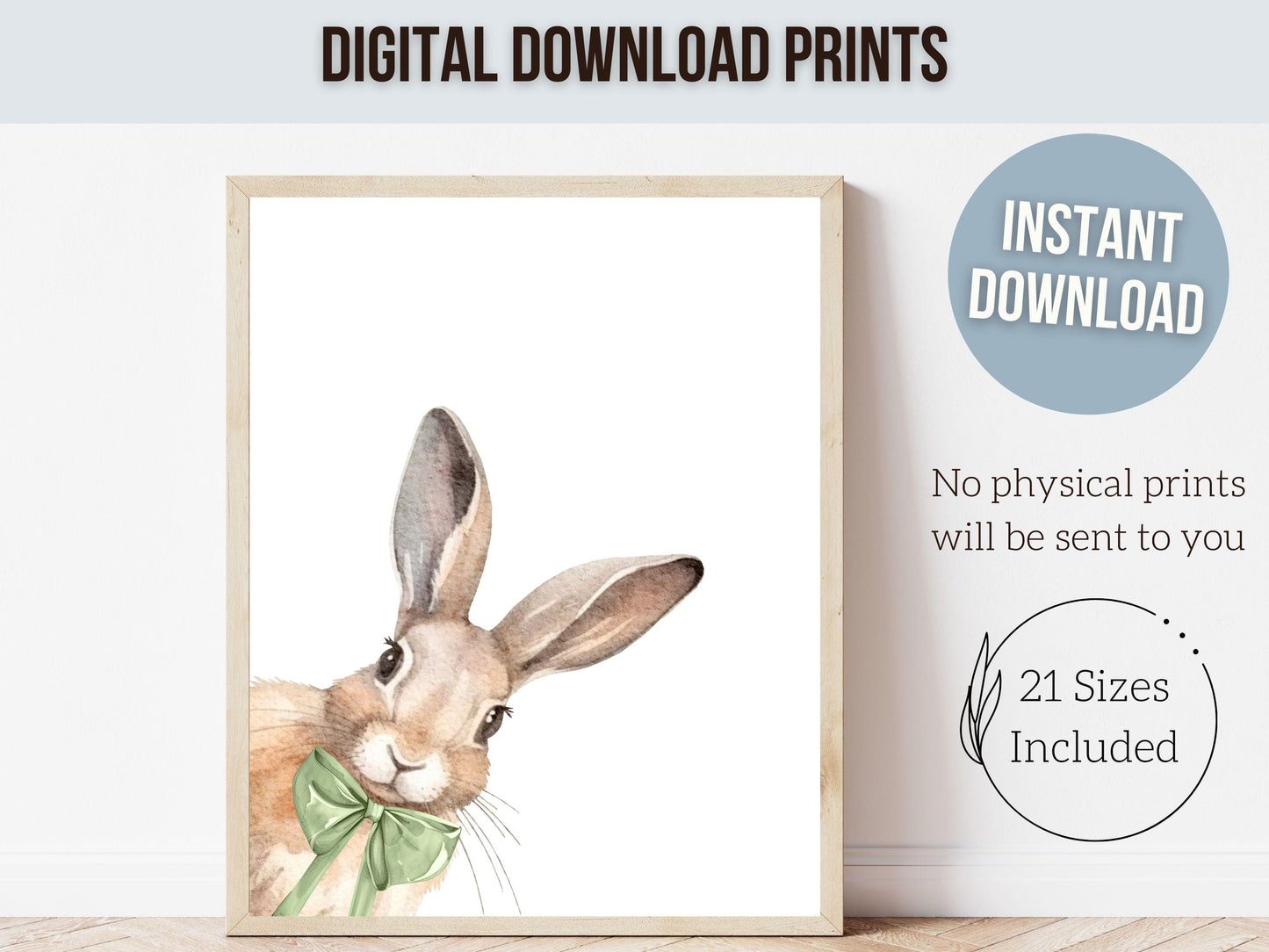 Peeking Bunny Nursery Prints, Green Woodland Forest Bunny Nursery Decor, Toddler Boy Bunny Rabbit Green Bow Nursery Wall Art Digital Prints