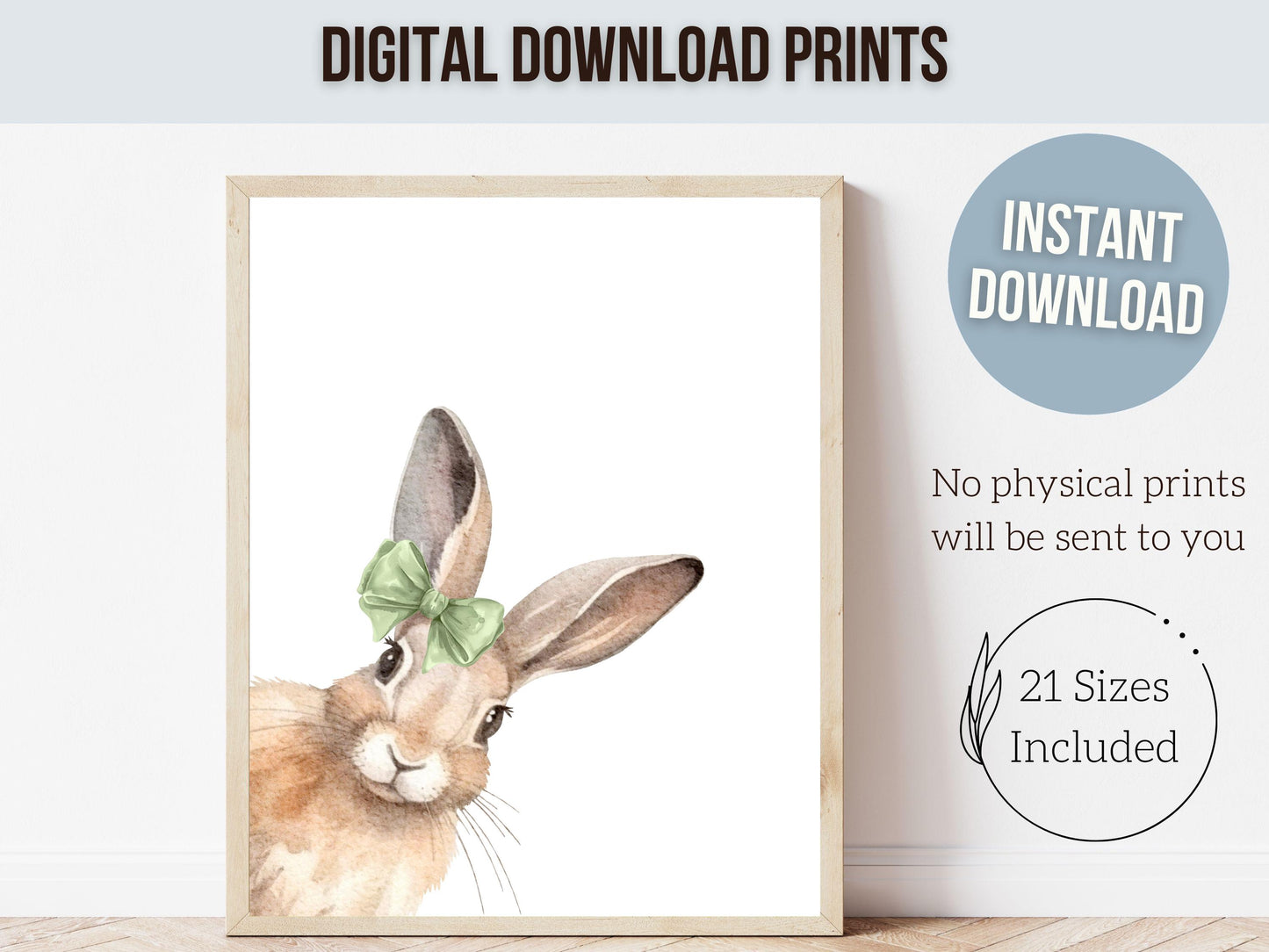 Peeking Bunny Nursery Prints, Green Woodland Forest Bunny Nursery Decor, Kids Room Wall Decor, Bunny Rabbit Nursery Wall Art Digital Prints