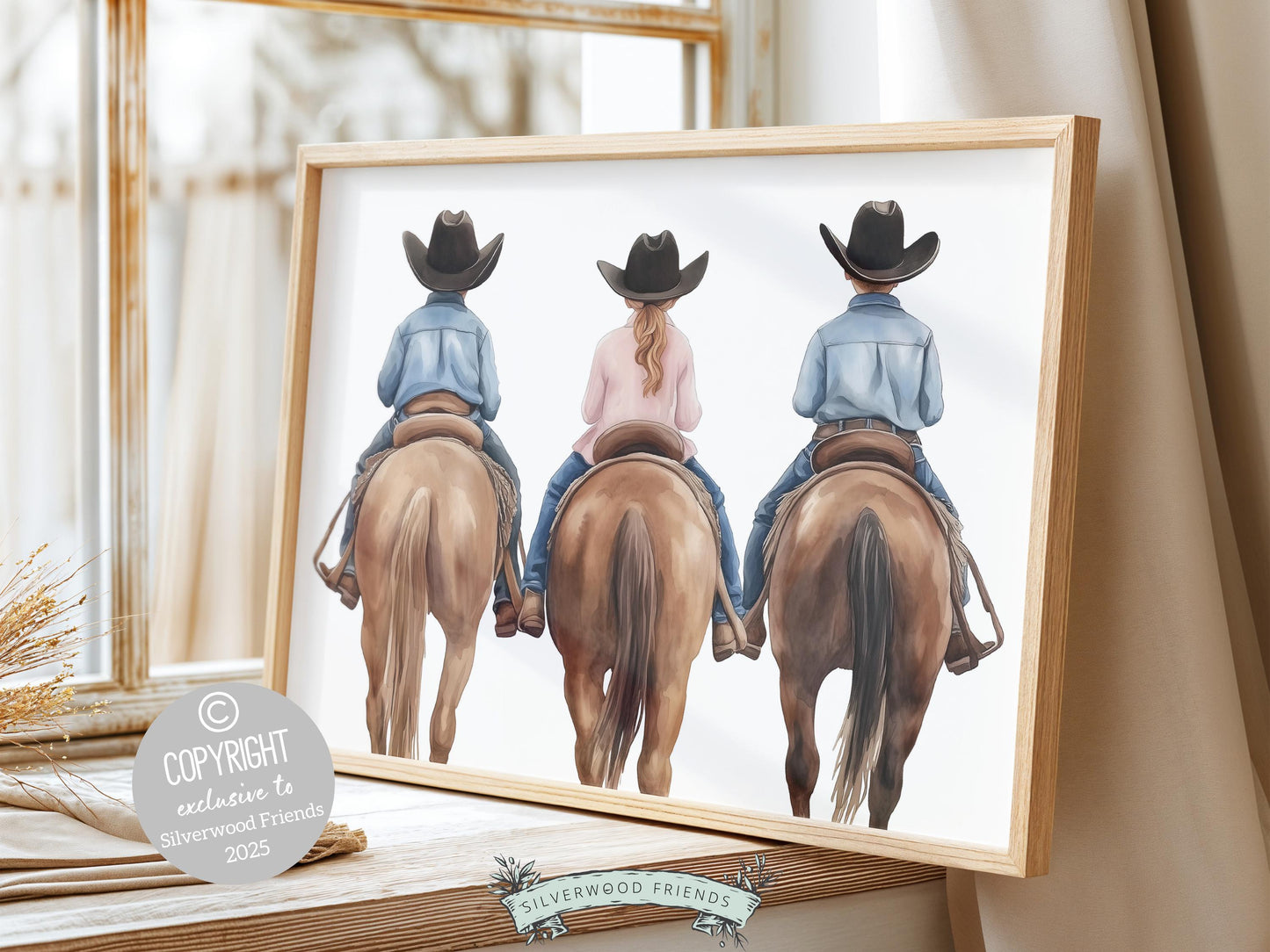 Cowboy Cowgirl Nursery Print, Kids Western Nursery Decor, Kids Room Farmhouse Country Wall Decor,Horse Riding Nursery Wall Art Digital Print