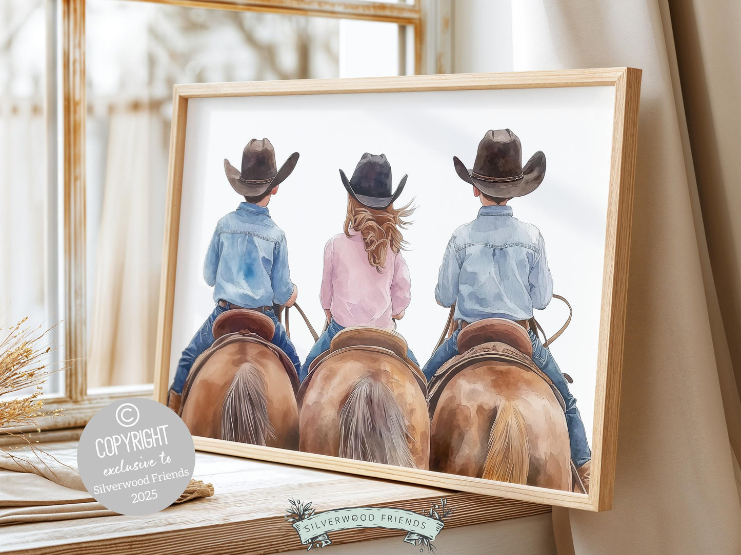 Cowboy Cowgirl Nursery Print, Kids Western Nursery Decor, Kids Room Farmhouse Country Wall Decor Horse Riding Nursery Wall Art Digital Print
