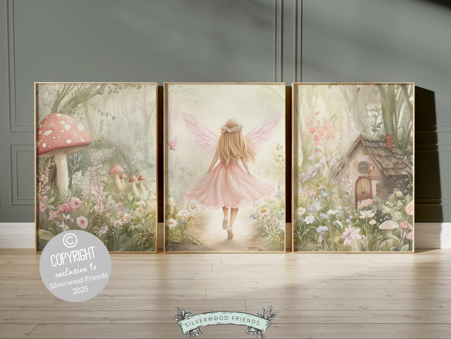 Wildflower Fairy Garden Nursery Prints, Baby Girl Woodland Forest Fairy Nursery Decor, Fairies Nursery Wall Art Fairy Room Digital Prints