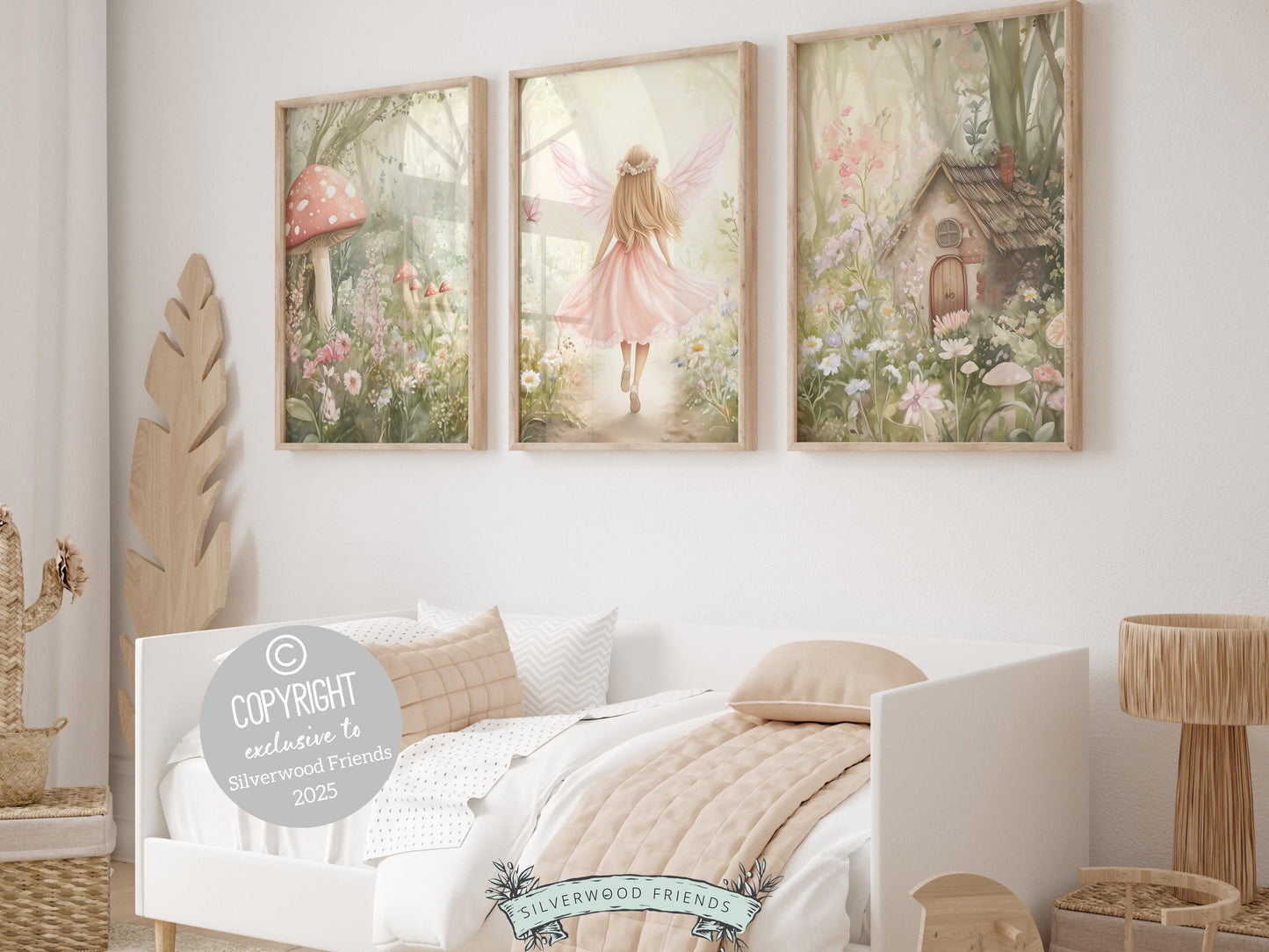 Wildflower Fairy Garden Nursery Prints, Baby Girl Woodland Forest Fairy Nursery Decor, Fairies Nursery Wall Art Fairy Room Digital Prints