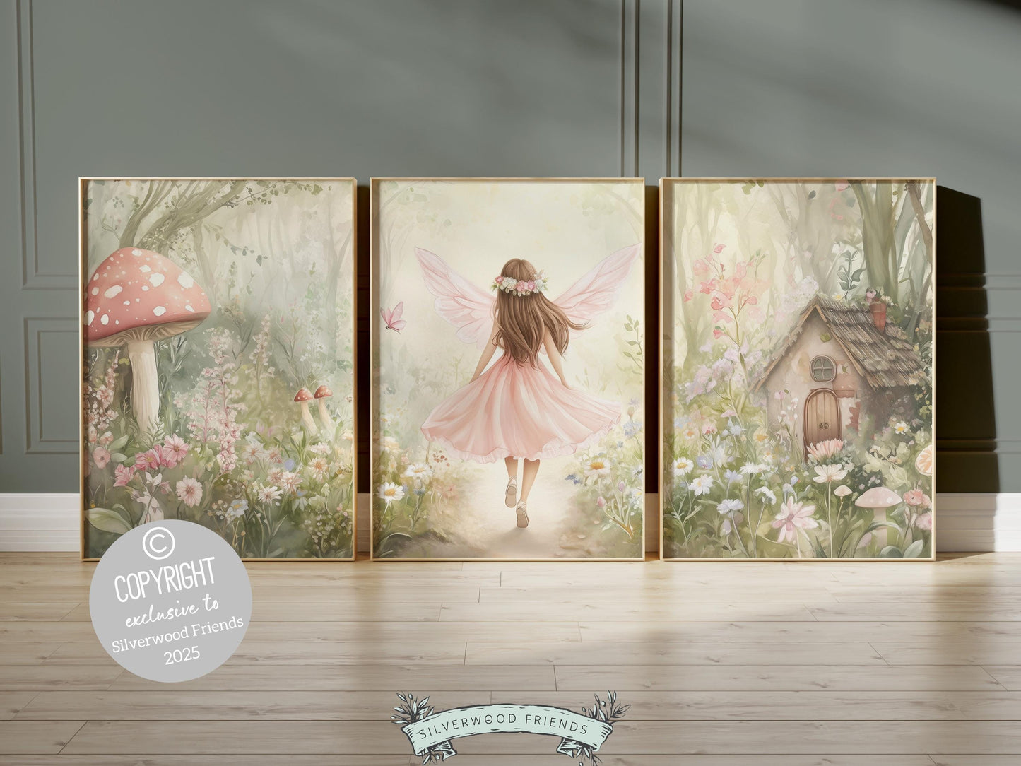 Wildflower Fairy Garden Nursery Prints, Baby Girl Woodland Forest Fairy Nursery Decor, Fairies Nursery Wall Art Fairy Room Digital Prints