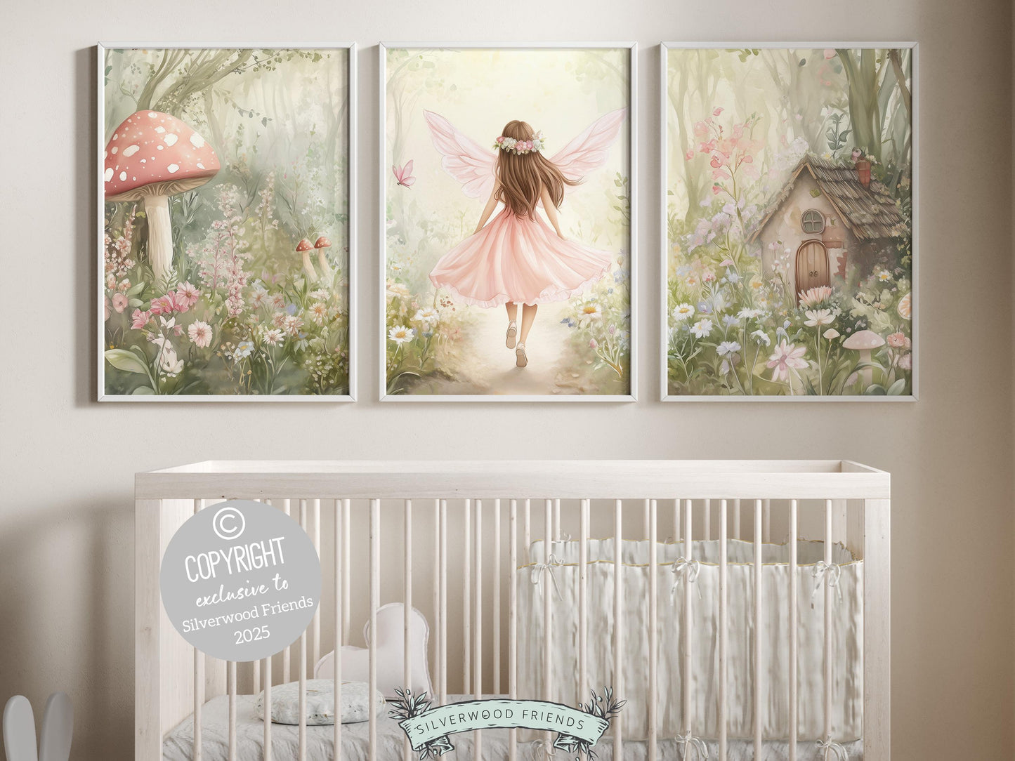 Wildflower Fairy Garden Nursery Prints, Baby Girl Woodland Forest Fairy Nursery Decor, Fairies Nursery Wall Art Fairy Room Digital Prints