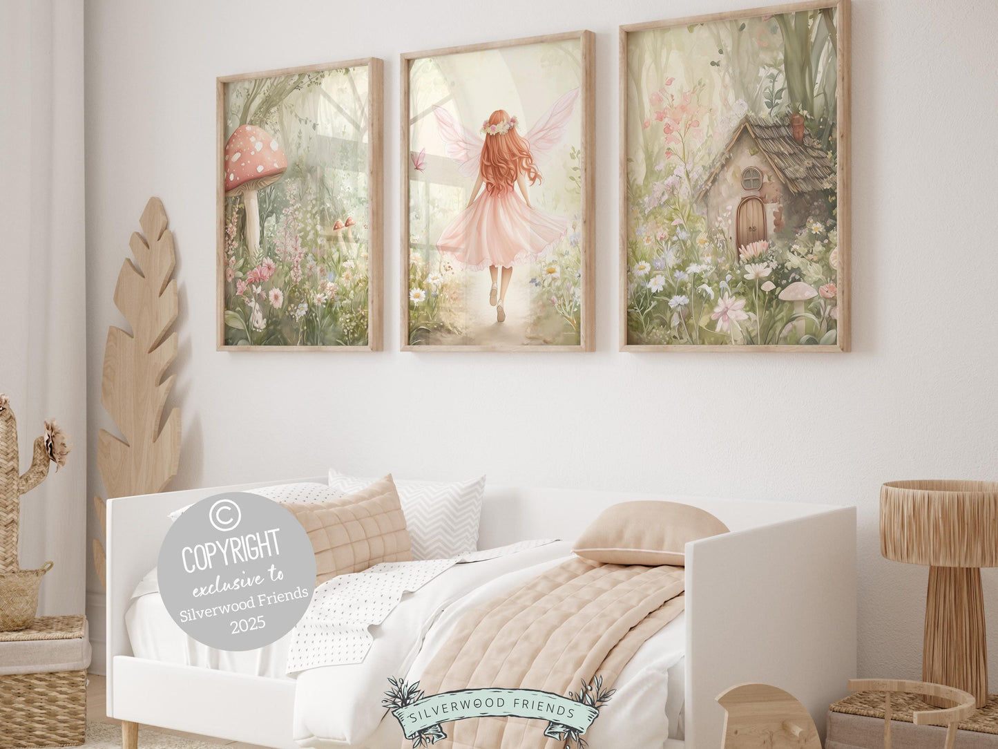 Wildflower Fairy Garden Nursery Prints, Baby Girl Woodland Forest Fairy Nursery Decor, Fairies Nursery Wall Art Fairy Room Digital Prints