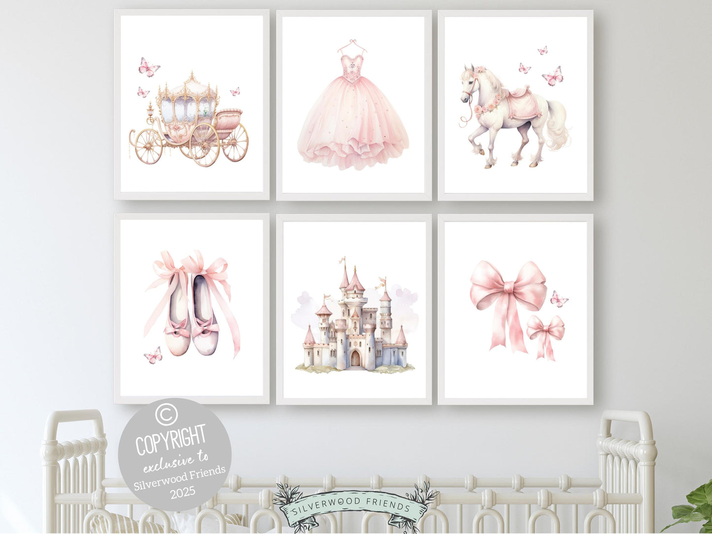 Baby Girls Princess Nursery Prints, Fairy Tale Nursery Decor, Fairytale Nursery Wall Art, Girls Princess Bedroom Wall Decor Digital Prints