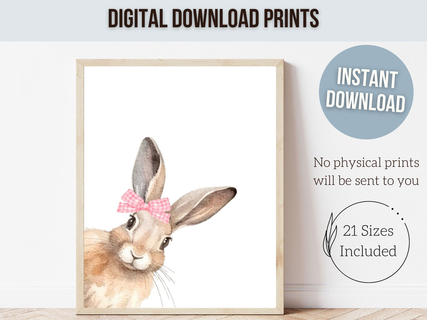 Peeking Bunny Nursery Prints, Baby Girl Pink Woodland Animal Bunny Nursery Decor, Baby Girl Bunny Rabbit Bow Nursery Wall Art Digital Prints