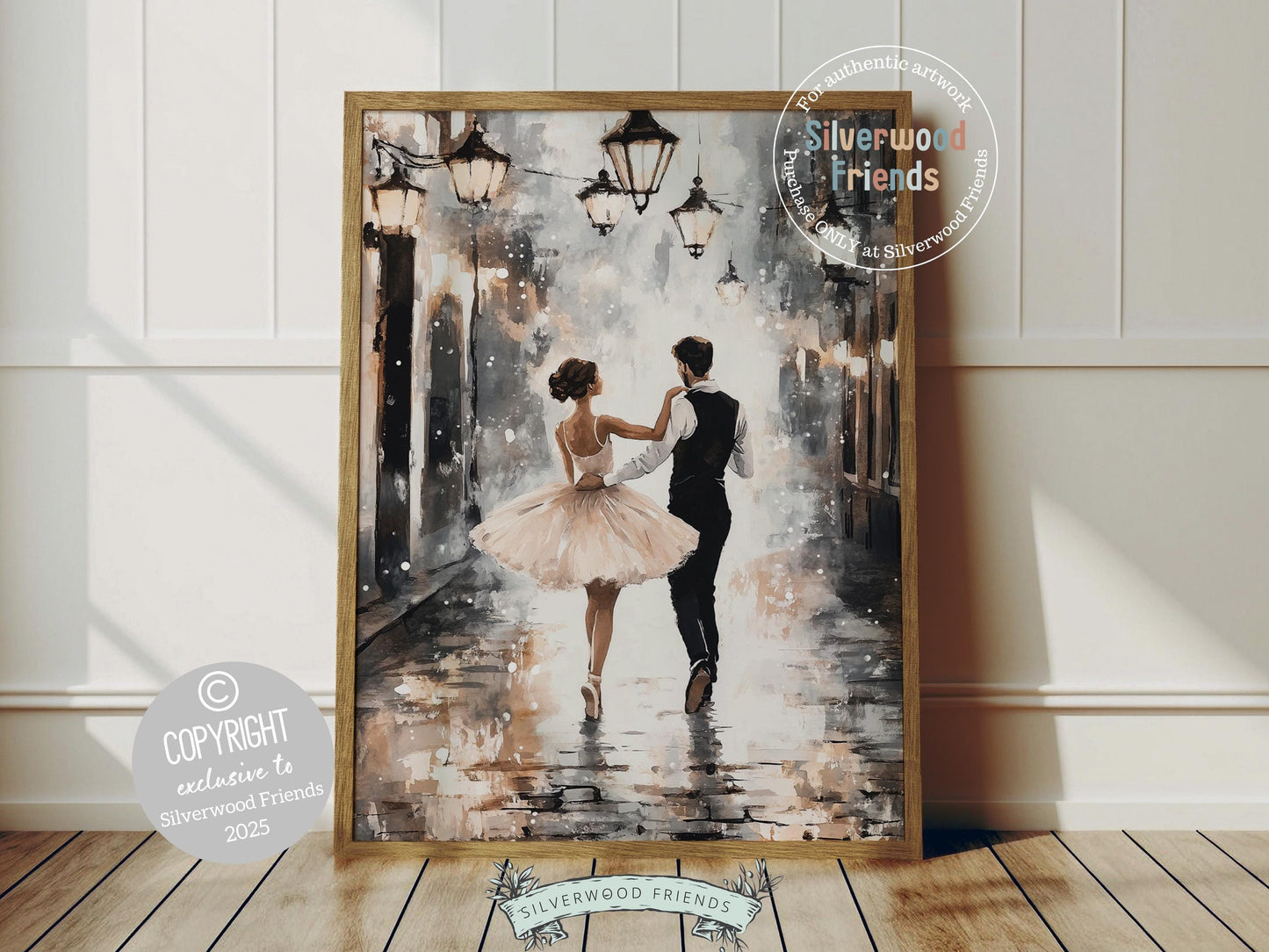 Celebrate love and romance with this enchanting ballet print, capturing a magical moment as a graceful ballerina dances with her partner beneath twinkling fairy lights. A perfect gift for Valentine's Day, Christmas, or a heartfelt housewarming present for couples, this dreamy artwork adds timeless elegance and whimsical charm to any space all year round!