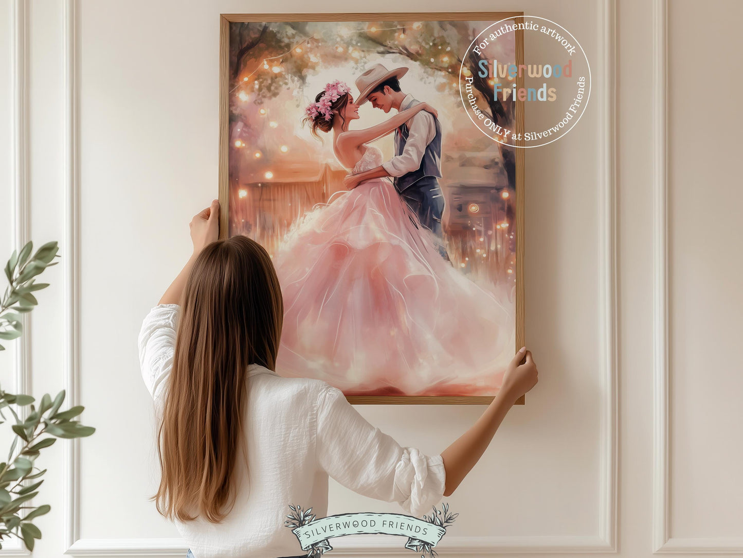 Western Wedding Print, Pink Cowboy Cowgirl Printable Wall Art, Engagement Present, Rustic Country Farmhouse Wedding Decor Gift Digital Print