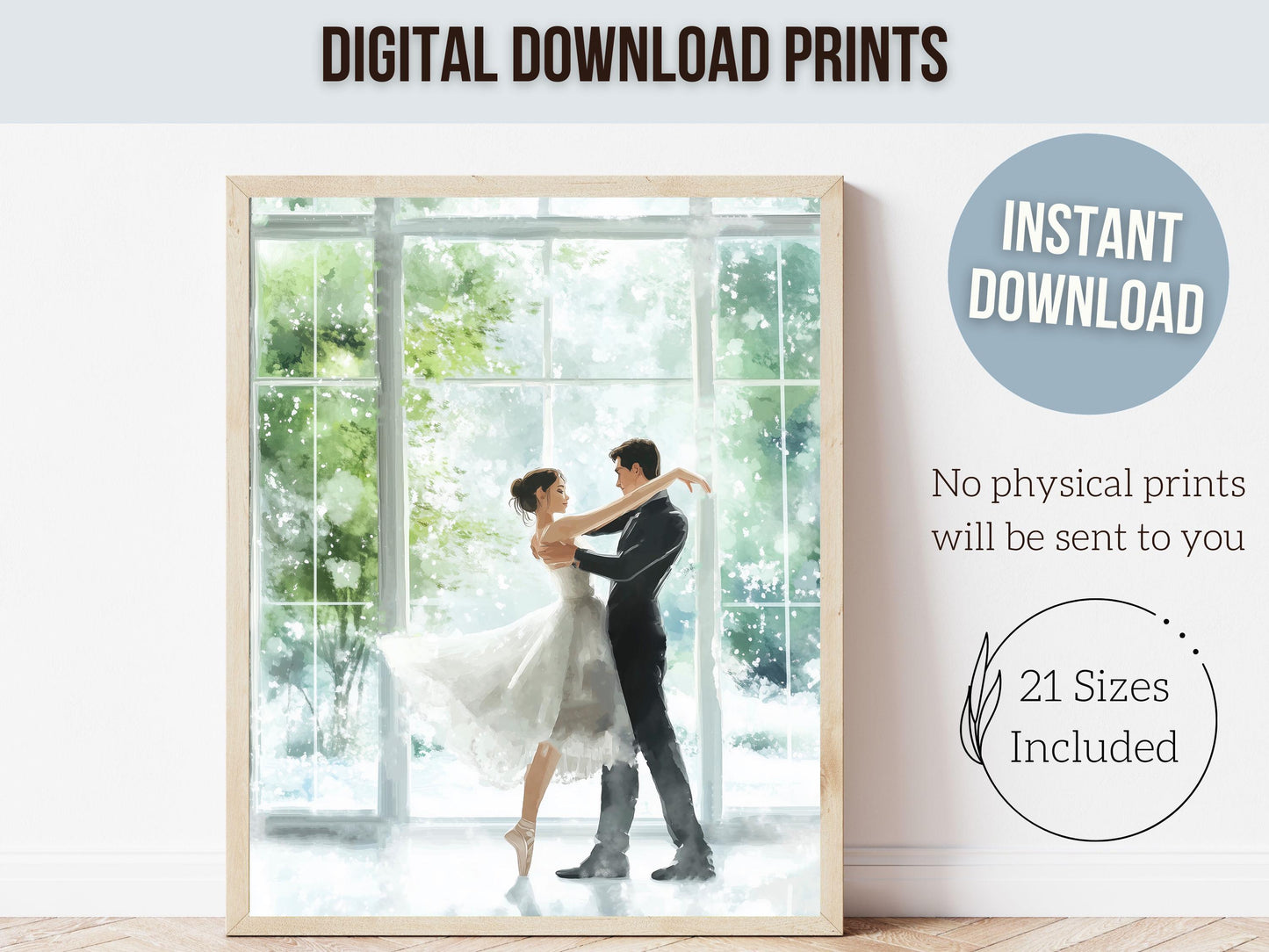 Romantic Ballet Christmas Print, Winter Wedding Printable Wall Art, Festive Christmas Nutcracker Vintage Holiday Hosting Decor Digital Print