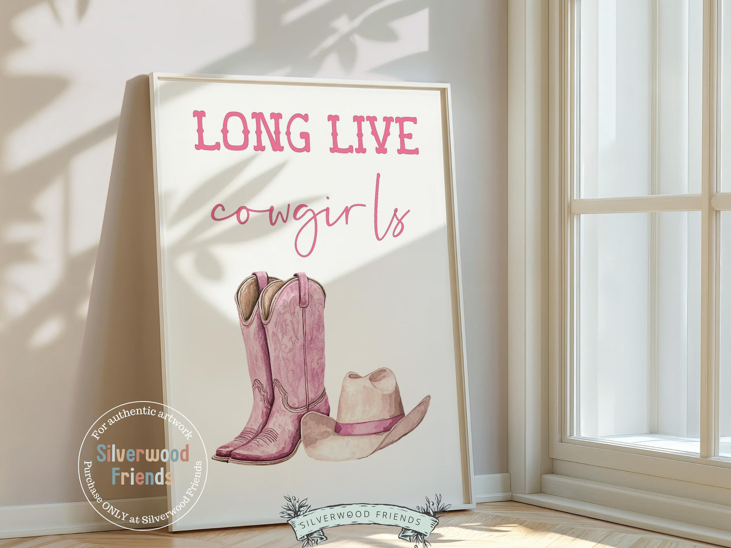 Pink Cowboy Hat Boots Print, Long Live Cowgirls Print, Country Coastal Cowgirl Nursery Print, Teen Girl Country Western Decor Digital Print