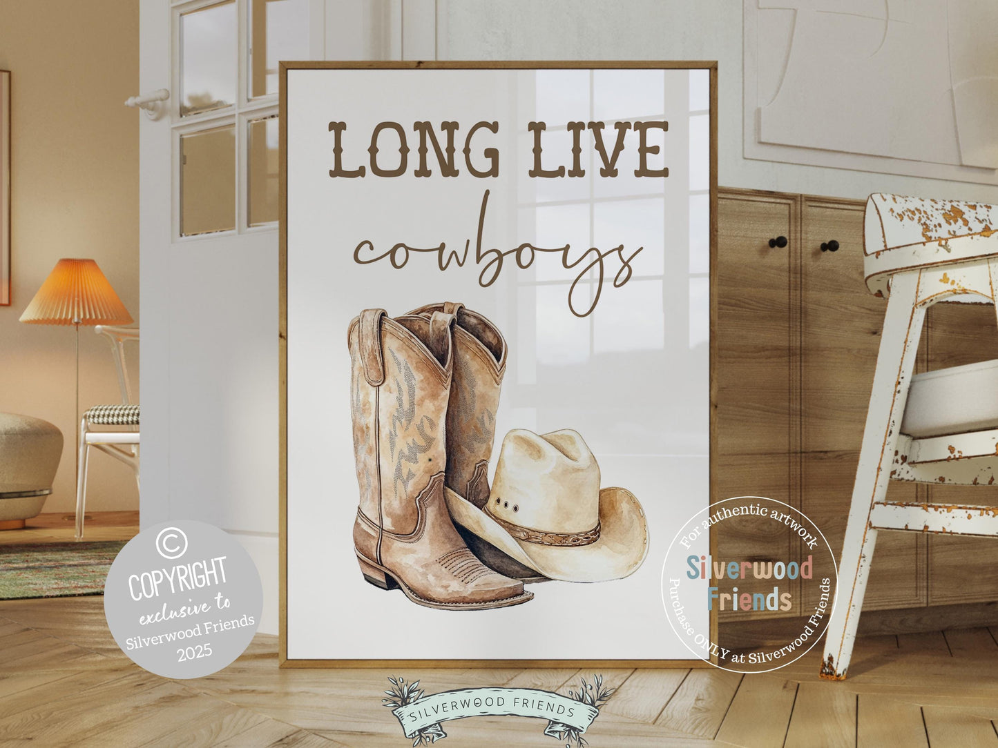 Cowboy Hat Boots Nursery Print, Cowboy Nursery Decor, Boy's Western Nursery Decor, Long Live Cowboys Country Nursery Wall Art Digital Print