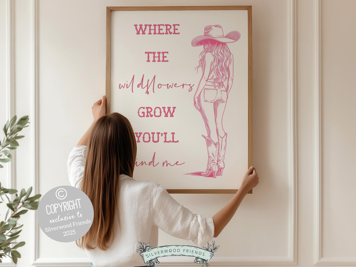 Pink Cowboy Print, Country Coastal Cowgirl Nursery Print, Trendy Western Wall Decor, Girly Teen Girl Country Cowboy Wall Decor Digital Print