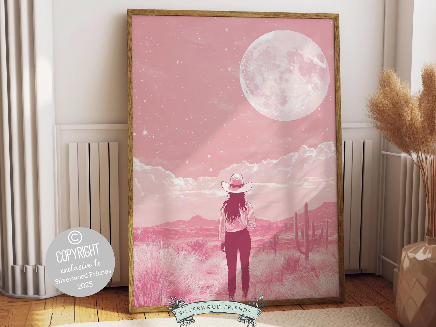 Pink Cowgirl Western Print, Preppy Dorm Room Desert Wall Decor, Moody South West Nursery Wall Art, Teen Girl Trendy Wall Decor Digital Print