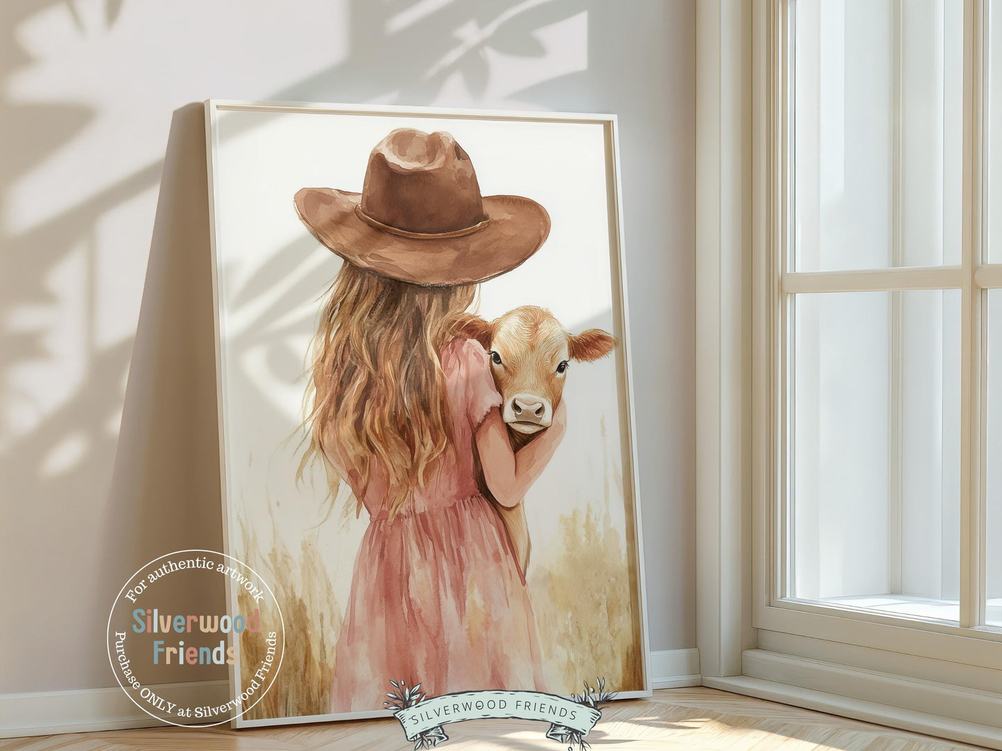 Highland Cow Nursery Print, Baby Highland Cow Nursery Decor, Baby Girl Western Cowgirl Nursery Room Decor, Watercolor Cowgirl Digital Print