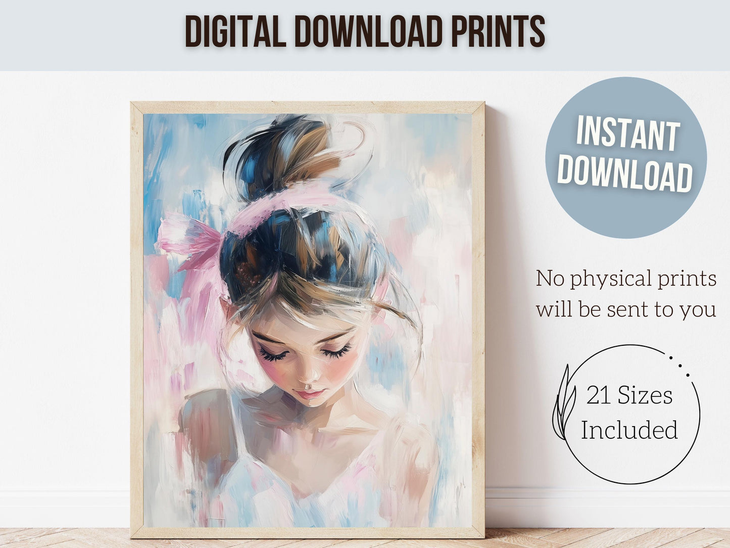 Ballet Dancer Print, Pastel Ballerina Wall Decor, Baby Girl Nursery Wall Art,Trendy Pink Blue Ballet Teen Dorm Room Wall Decor Digital Print