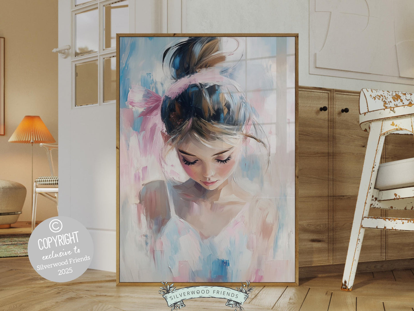 Add a touch of magic to any ballerina's space with this dreamy pastel watercolor print, featuring the graceful face of a ballet dancer. Perfect for ballet-themed decor, this enchanting artwork creates a soft, elegant ambiance and makes a unique gift for ballet lovers and dancers alike!